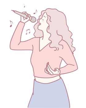 Woman singing with a microphone vector