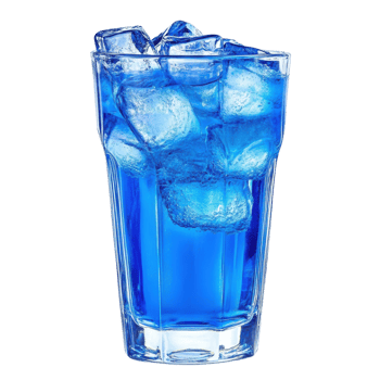 Blue drink with icecubes on transparent background png