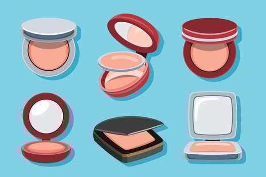 Set of Compact Face Powders Makeup Cosmetic vector