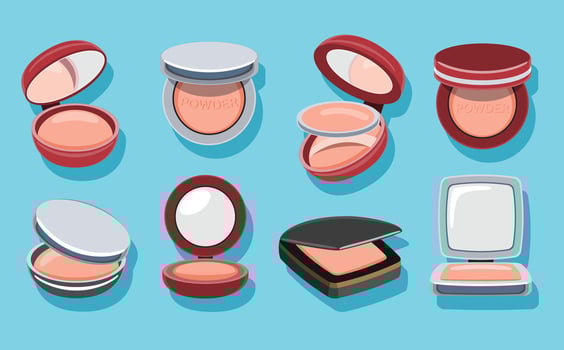 Set of Compact Face Powders Makeup Cosmetic Illustration vector