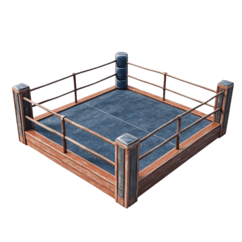 An empty boxing arena on transparent background png