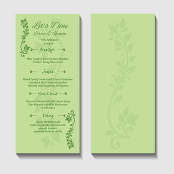 Elegant Wedding Menu with Floral Design vector