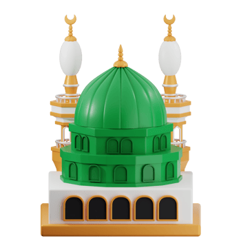 Islamic architecture green dome model png