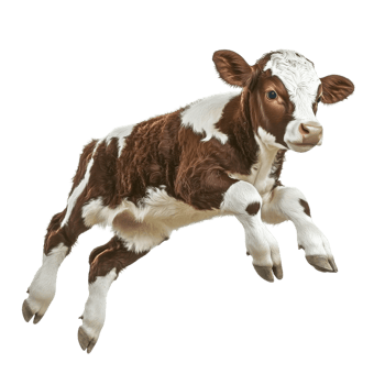 Calf jumping in the air on transparent background png