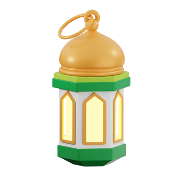 A small green and white lantern with a gold dome png