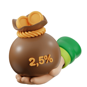 Money bag with coins and percentage png
