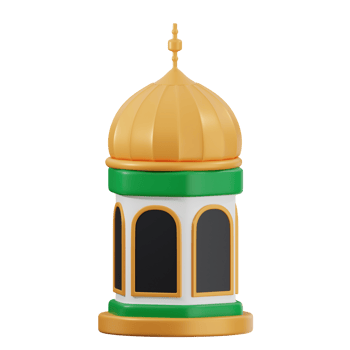 3d rendering of islamic mosque building with golden dome png