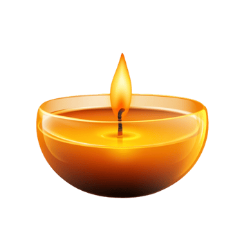 Yellow Flame in Terracotta Diya Lamp png
