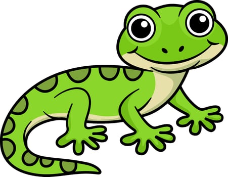Cute green gecko illustration vector