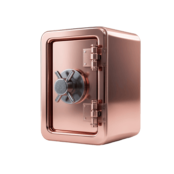 Rose Gold Safe with Silver Handle on a White Background rose png