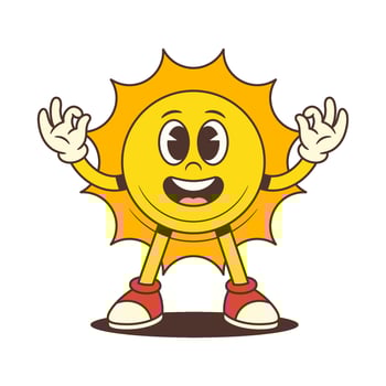 Cheerful cartoon sun character vector
