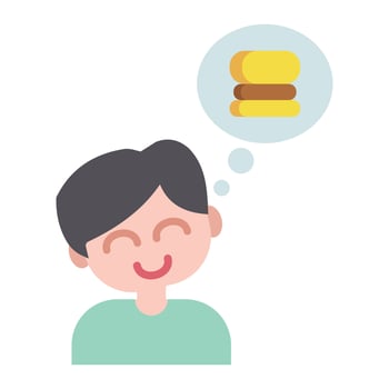 hungry icon. thinking of eating a burger. stock illustration vector