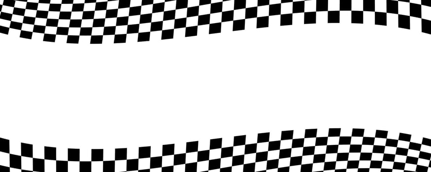 Race flag background. Car race checker finish line banner with black and white checkered pattern, car rally competition backdrop design. illustration vector