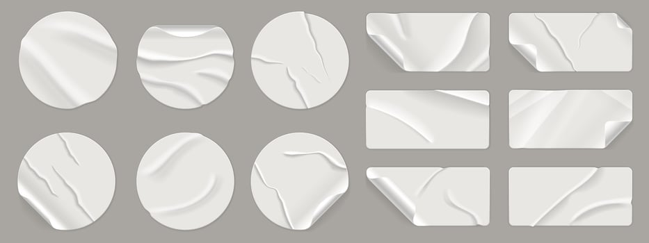 White textured design stickers and labels vector