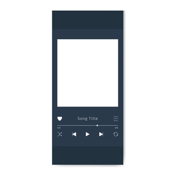 Music Application interface. Audio media Player mockup for phone. Song podcast device app. Playback Screen template mobile Ui. Profile, Album, Playlist button mockup. Dark black theme. vector