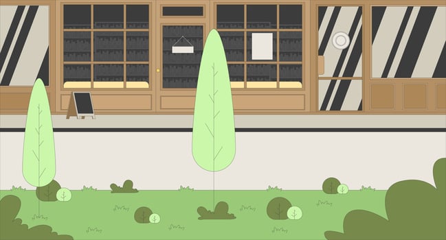 Stylish storefront with green grass and trees vector