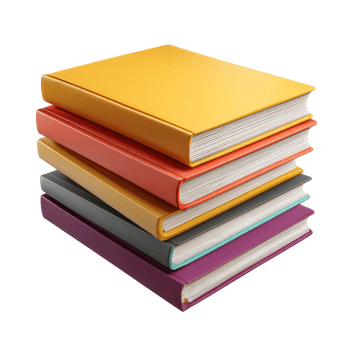 Stack of Colorful Books with Reflection on Transparent Background stack five png