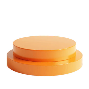 Orange circular pedestal on transparent background. png