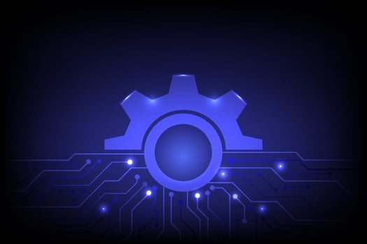 Blue gear with circuit design background vector