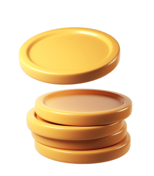 3d finance rendering icon of a stack background, shiny gold coins leaning against a transparent of perfect for investment concept png