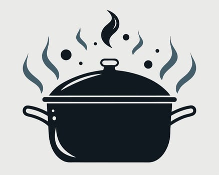 illustration of a steaming pot with lid on a light background for culinary designs vector