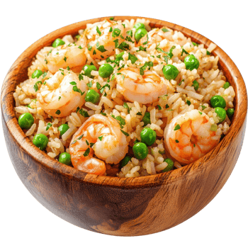 Shrimp fried rice bowl on transparent background. png