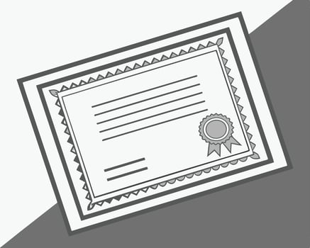 illustration of a simple certificate template with a badge seal and textured border vector