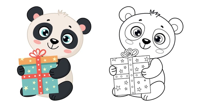 Cute panda Illustration for Kids Coloring book vector