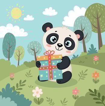 panda in the forest. Illustration for kids vector