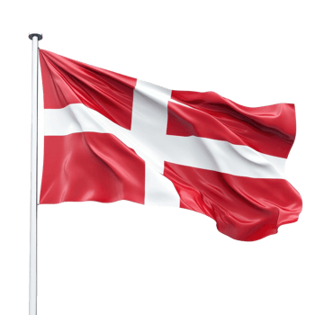 Waving flag of denmark on transparent background. png