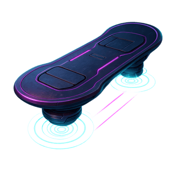 Futuristic Hoverboard Design with Neon Lights and Sleek Surface png