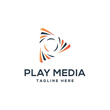 play media creative logo design concept modern minimal vector