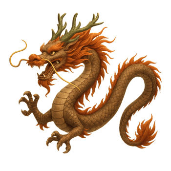Majestic Chinese Dragon Soaring Through the Sky in Vibrant Colors png