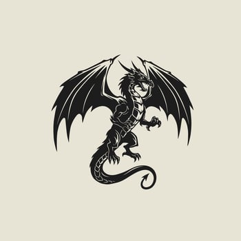 Black and white dragon logo design vector