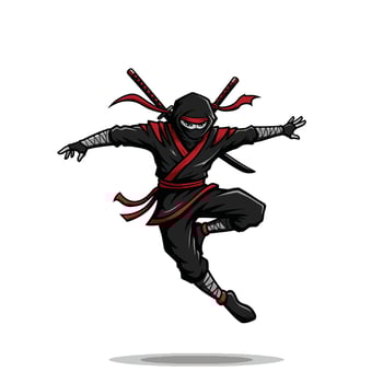 Ninja jumping logo design vector