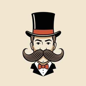 Gentleman with top hat and mustache vector