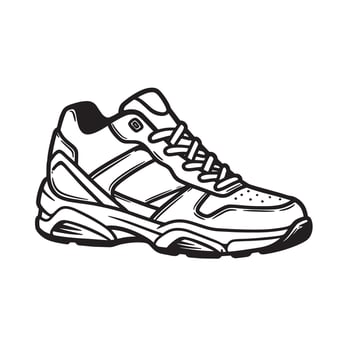 Black and white illustration of a stylish athletic sneaker shoe design with a modern silhouette for fashion or sports use vector