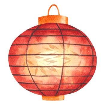 Watercolor illustration of a traditional red Chinese lantern glowing warmly. Perfect for celebrating Lunar New Year, Mid-Autumn Festival, or adding a festive Asian touch to any design png