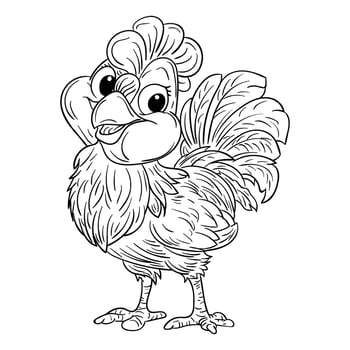 a cartoon chicken coloring page vector