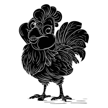 a black and white drawing of a rooster vector