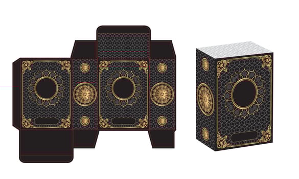 Black and gold packaging design template vector