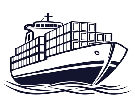 illustration of a modern cargo ship navigating ocean waters for international shipping vector