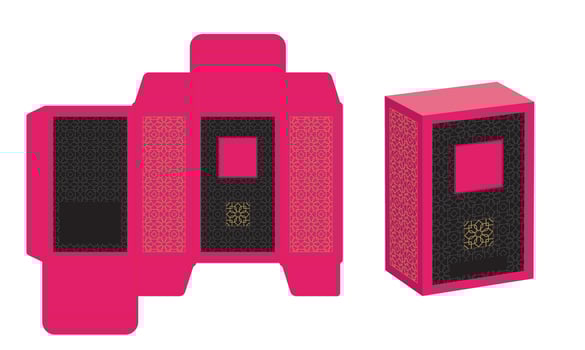 Pink box packaging with intricate designs vector
