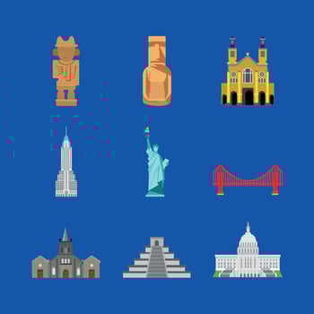 Colorful illustration of global landmarks vector