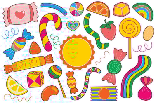 variety of colorful candy shapes vector