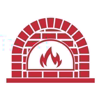 Red Brick Oven with Fire Icon Simple Flat Design flames 1 vector