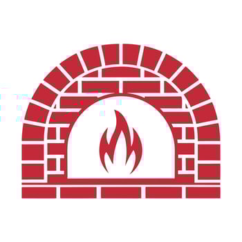 Red Brick Oven Icon Fire Flame Cooking Pizza Bakery Food Restaurant vector