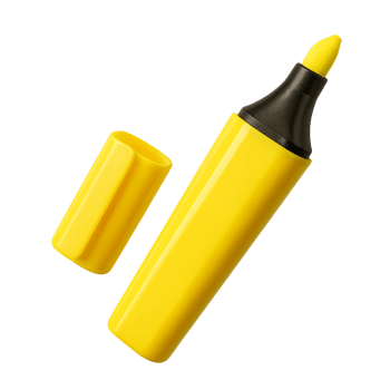 An Open Yellow Highlighter Pen Isolated on a Plain Background png