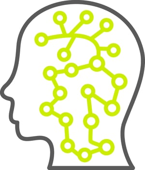 A person's head with a network of dots vector