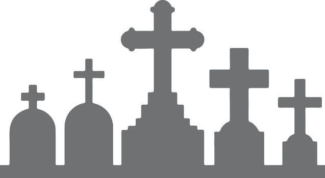 Grey Silhouette Gravestones Crosses Cemetery Headstones Funeral Memorial Simple Icons vector